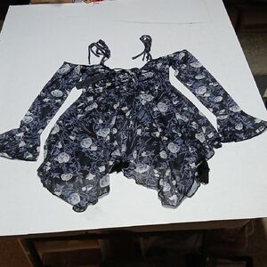 Dolls Kill Widow F is For Fairies Light Floral Handkerchief Mesh Mini Dress Sz S